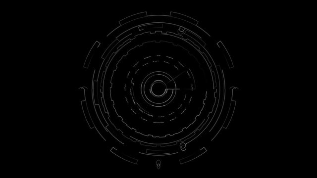 Circle HUD stock video created from animated circuit lines and elements. This footage is suitable for projects with technology themes.