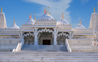 View of a white marble hindu temple