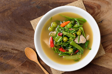 Northern Thai food, (Kaeng Khae), spicy soup with various vegetables 