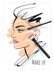 Make up art  beauty stylish face and makeup brushes
