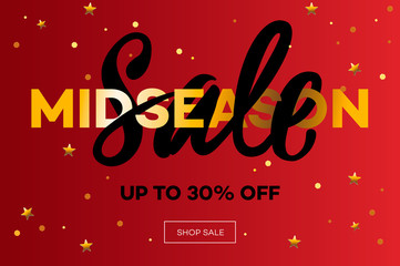 Midseason Sale. Christmas Sale web banner. Vector illustration.