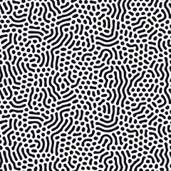 Organic background with rounded lines. Diffusion reaction seamless pattern. Linear design with biological shapes. Abstract vector illustration in black and white.