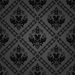 Classic seamless vector black pattern. Damask orient ornament. Classic vintage dark background. Orient ornament for fabric, wallpaper and packaging