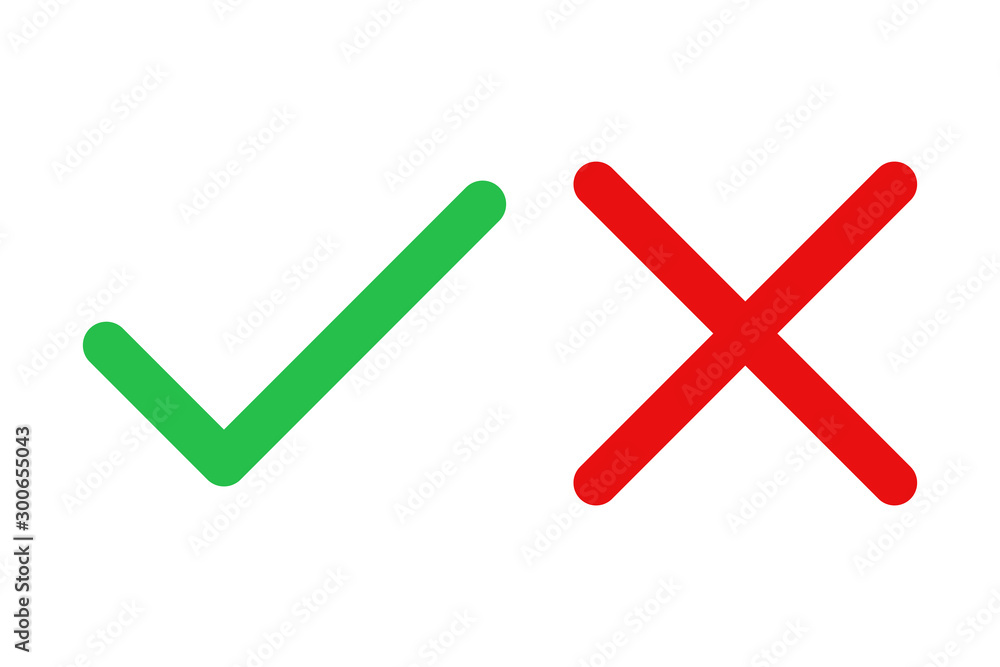 Poster red cross and check mark - vector.
