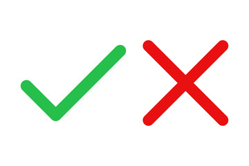 Red cross and check mark - vector.