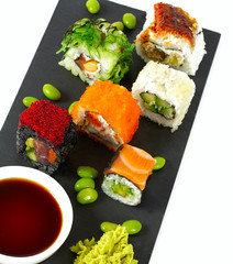 different types of sushi isolated