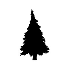 Isolated tree on the white background.Tree silhouettes. Tree hand drawn.Vector EPS 10.