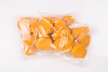 Packaging nuggets on a white background.