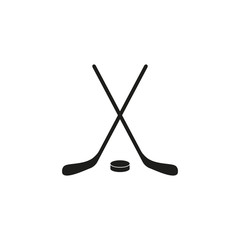 Hockey stick and puck icon. Simple vector illustration