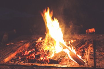 fire in the fireplace