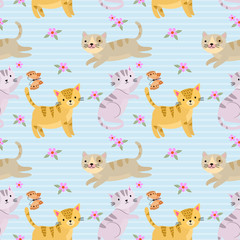 Seamless pattern with cute cat for fabric textile wallpaper.