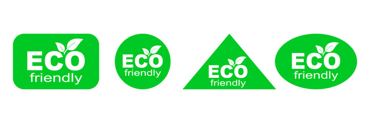 Set of green ECO stickers. Eco Friendly Environment
