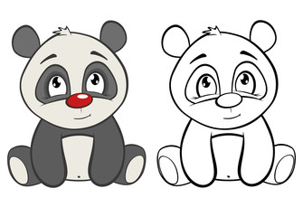Vector Illustration of a Cute Cartoon Character Panda for you Design and Computer Game. Coloring Book Outline Set 