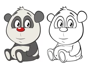 Fototapeten Vektor-Illustration eines niedlichen Cartoon-Charakters Panda für Sie Design und Computerspiel. Malbuch-Umriss-Set © liusa