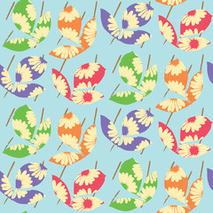 abstract seamless repeat pattern with leaves and flowers