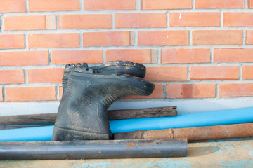 garden boot shoes with mud