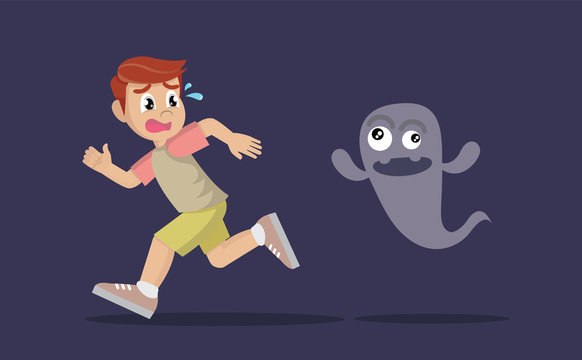 Cartoon character, Boy running away from ghost. Stock Vector | Adobe Stock Cartoon character, Boy running away from ghost. Stock Vector | Adobe Stock
