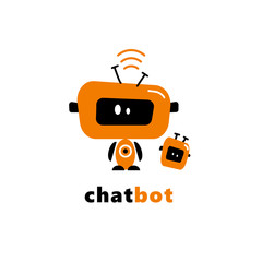 Vector illustration of funny robots. Chatbot concept.
