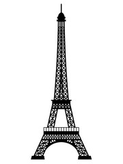 Fototapeta na wymiar Silhouette of Eiffel Tower vector isolated on a white background 