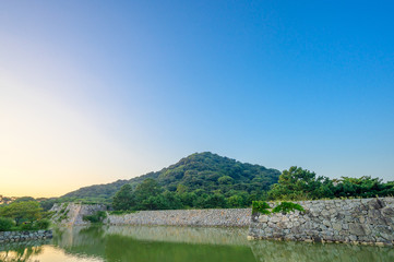 夕暮れの萩城址の眺め（山口県）