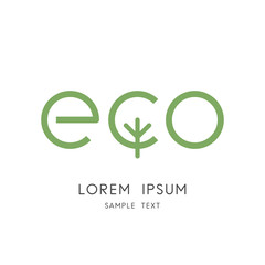 Green eco logo - ecology and tree symbol. Environment conservation and nature vector icon.