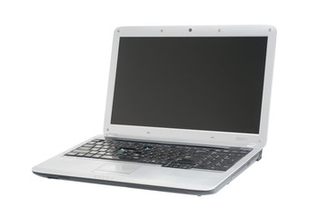 Used laptop computer isolated on white background