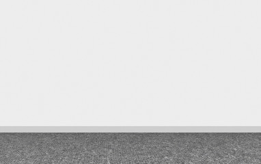 3d rendering. Modern dark carpet flooring with empty white wall background.