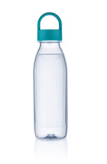 Pure water in plastic bottle on white background