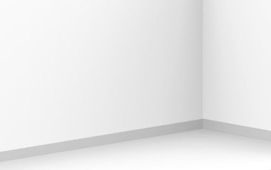 3d rendering. modern simple minimal white corner room box wall design background.