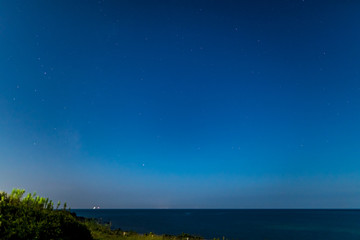 Fototapeta na wymiar 夜の角島灯台からの眺め（山口県）