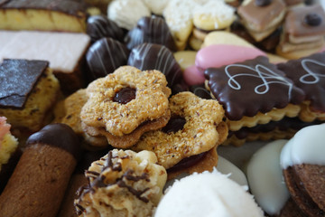 Various traditional Austrian pastries biscuits cookies for christmas, wedding, birthday, party