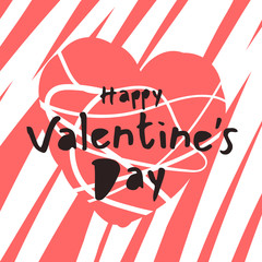 Valentine's Day. Day of Love. Greeting card with heart and text. Postcard of happiness Vector illustration EPS10