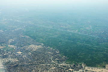 Aerial photos made from an airplane above Cairo