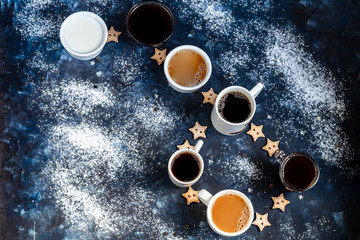 Obraz na płótnie Canvas A cup of hot coffee. Good New Year spirit.