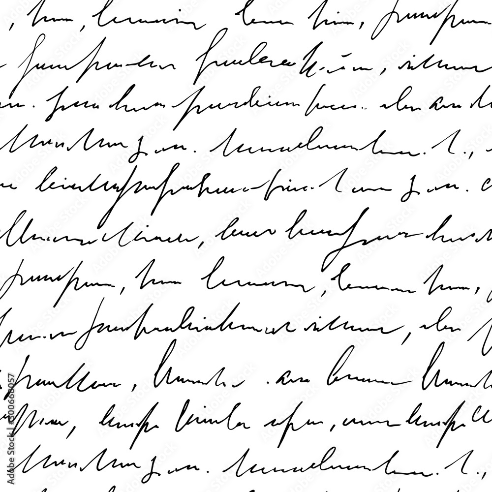 Poster handwritten abstract text seamless pattern, vector monochrome script background