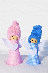 Cute Christmas angels.Merry winter holidays.Christmas card.