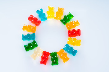 colorful jelly bean on white background