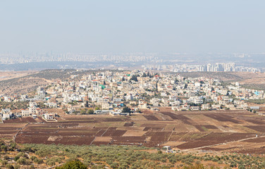 View from the place called the Balcony of Israel in the Jewish settlement Peduel to the Samaria...