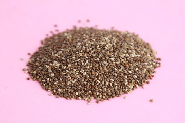 superfood chia seeds on colorful background