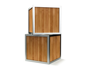 Opened and closed blank cardboard packages. 3d rendering