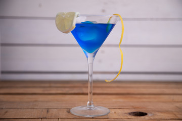 blue lagoon cocktail in glass