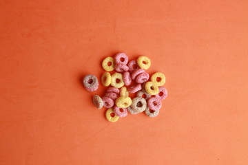 delicious colorful round breakfast cereals