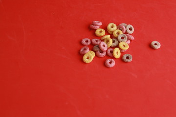 delicious colorful round breakfast cereals