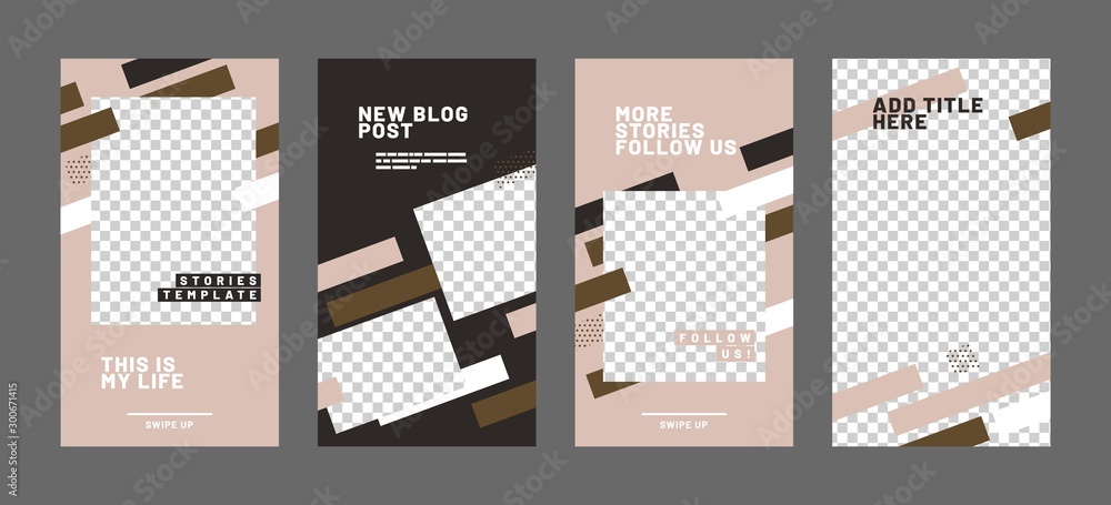 Poster set of minimalistic stories for social media. pack for creating your unique content. story mockup.