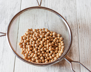 Soy beans in the colander