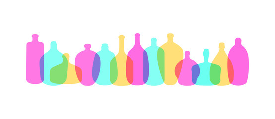 Colourful bottles isolated on a white background. Vector image.
