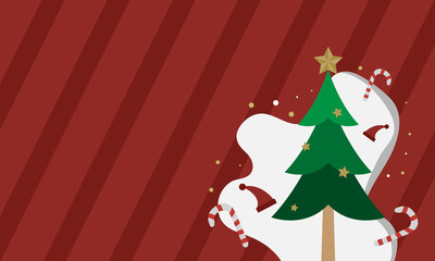 Merry Christmas background with tree and gifts