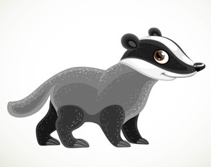 Cute cartoon badger isolated on a white background