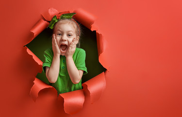 Santa's elf on bright color background