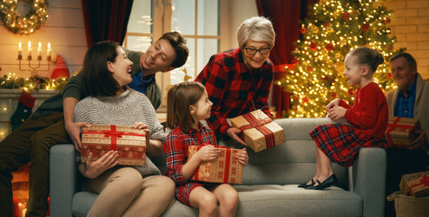 family celebrating Christmas